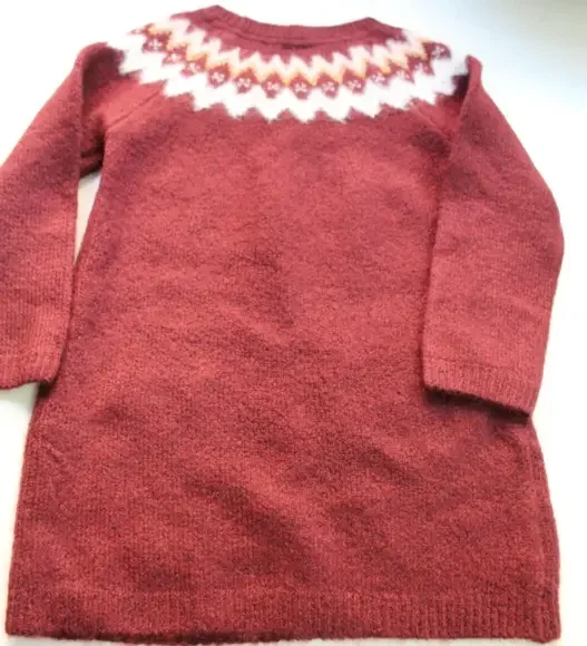 Knitted dress size 1 to 2 years Soft brown wool cute mouse design long sleeves - Picture 5 of 5